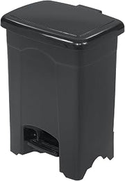 Safco Step On Plastic Trash Can with Foot Pedal, 4 Gallon Garbage Can for Kitchen, Bedroom, Office, Hands Free, Black