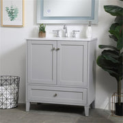 Elegant Decor 30" - Single / Brushed Nickel,grey / Traditional Bathroom Vanities