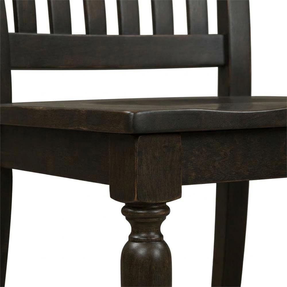 Rubberwood Solid Wood Side Chair with Slat Back by Starlight Canyon Home – Solid + Manufactured Wood, Black