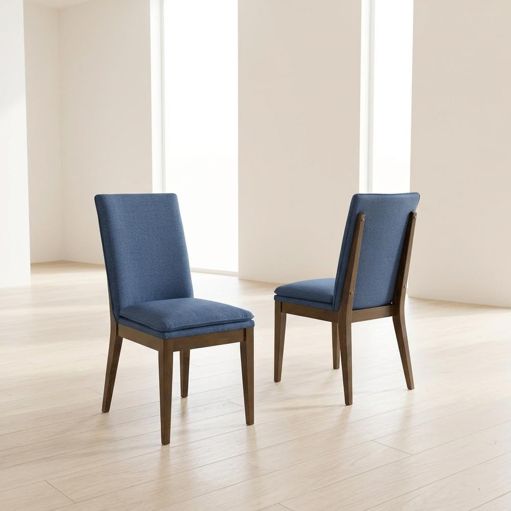 Upholstered Dining Chair with Cushion Set of by Starlight Canyon Home – Solid Rubberwood, Manufactured wood, Oak wood veneers, 100% polyester, Brown, Pack of 2