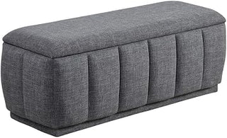 Lexicon Maize Textured Lift Top Storage Bench in Gray