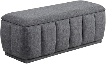 Lexicon Maize Textured Lift Top Storage Bench in Gray