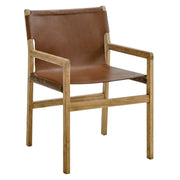 Leather-Upholstered Dining Chair with Armrests by Furnifact – Leather, Chestnut Tan