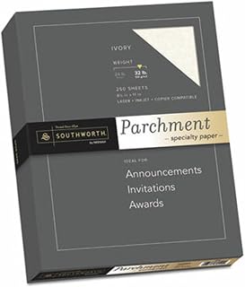 Southworth J988C Parchment Specialty Paper, 32 lb, 8.5 x 11, Ivory, 250/Pack