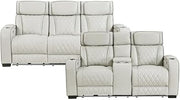 Lexicon Fairway Faux Leather Power Double Reclining Love Seat in Taupe