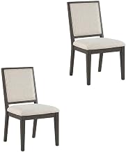 Starlight Canyon Home Polyester-Upholstered Side Chair with Solid Wood Legs, Upholstered Dining Chairs for Kitchen and Dining Room, White
