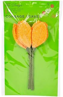 Reliant Ribbon Floral Accessories - Glitter Leaves Rd, Orange, 2-1/4 Inch, 50 Pieces