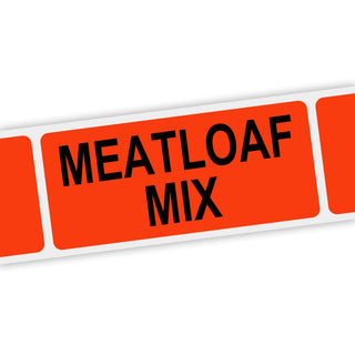 Specialty Printing Meat Loaf Mix Grabber Label Dayglo Red with Black Print by Phipps Label – 1.375 x 3/4 inches, Paper, Dayglo Red With Black Print, Pack of 1000, Model 80394