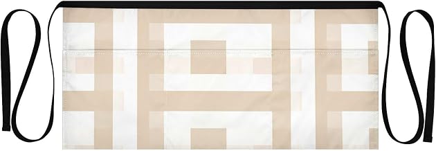 Brown Stripe Pattern Waist Apron with 3 Pockets Waiter Server Short Aprons 25.2x11.8 Inch Stain Resistant Apron for Kitchen Garden Restaurant 1 Pack