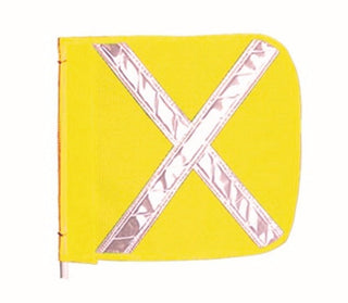 Heavy Duty Replacement 16" Yellow with White X Warning Whip Safety by Checkers – 16" Flag, Nylon, Yellow with White X, Model FS9025-16-Y