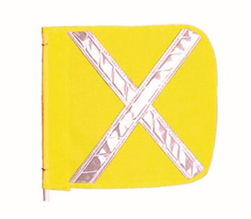 Heavy Duty Replacement 16" Yellow with White X Warning Whip Safety by Checkers – 16" Flag, Nylon, Yellow with White X, Model FS9025-16-Y