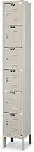 U1258-6A-HG Hallowell Gray Steel Premium Box Locker, 1 Wide with 6 Opening, 6 Tier, 12" Width x 78" Height x 15" Depth, Assembled
