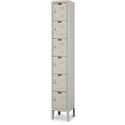 Hallowell Gray Steel Premium Box Locker – 6, Alloy Steel, Gray/ Tan, Model U1258-6A-HG