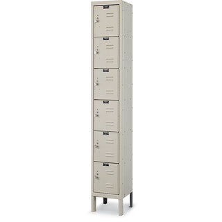Hallowell Gray Steel Premium Box Locker – 6, Alloy Steel, Gray/ Tan, Model U1258-6A-HG