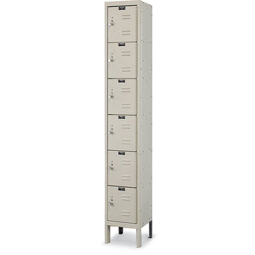 Hallowell Gray Steel Premium Box Locker – 6, Alloy Steel, Gray/ Tan, Model U1258-6A-HG
