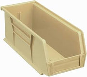 Global Industrial Plastic Stacking Bin 5-1/2 x 14-3/4 x 5, Beige, Lot of 12