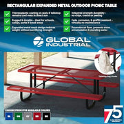 Global Industrial Grey / 72 inches x 62 inches x 29.5 inches / Industrial Picnic Tables