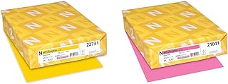 Astrobrights Color Cardstock, 65 lb Cover Weight, 8.5 x 11, Solar Yellow and Pulsar Pink, 250/Pack