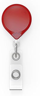 KEY-BAK MINI-BAK Retractable Badge Holder with 36" Nylon Cord, Swivel Bulldog Clip, Red