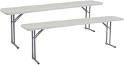 National Public Seating (2 Pack) 18" x 96" Heavy Duty Seminar Folding Table, Speckled Gray