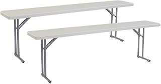 National Public Seating (2 Pack) 18" x 96" Heavy Duty Seminar Folding Table, Speckled Gray