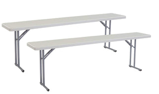 (2 Pack) 18" x 96" Heavy Duty Seminar Folding Table by National Public Seating – 8 Foot (2 Pack), Plastic, Speckled Grey, Pack of 2, Model BT1896/2