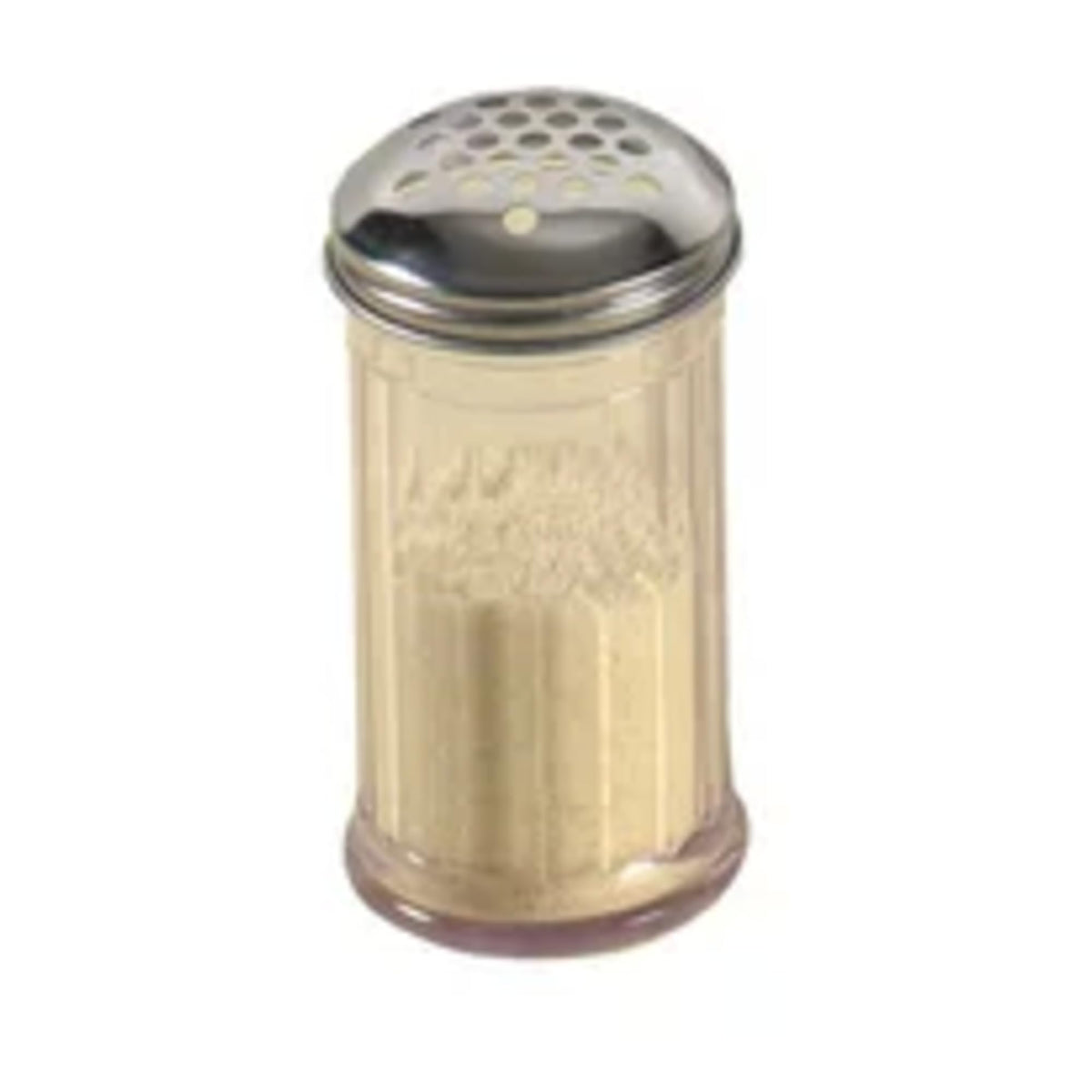 Plastic Shaker - 12 oz Capacity - Clear SAN Plastic Body With Stainless Steel Perforated Top - Extra Large ¼” Holes - 5-3/8 in H X 3 in Diameter -Dishwasher Safe by American