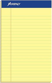 Ampad Perforated Pad, Size 5 x 8, Canary Yellow Paper, Jr. Legal, 50 Sheets Per Pad, 12 Pack (20-264)