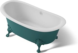 Kohler 21000-PAT-0 Artifacts™ 66-1/8" x 32-1/2" freestanding bath, Teal Exterior with White Interior