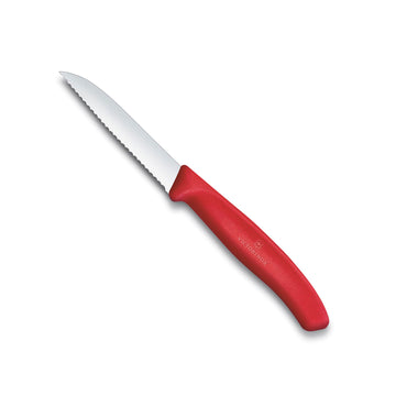 Swiss Classic 3 in Serrated Paring Knife by Victorinox – 3.2", Stainless Steel, Red, Model 6.7431.C1