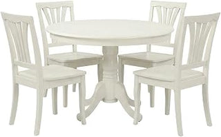 Furnifact Coastal-Style Dining Room Set with Round Pedestal Table, Small Kitchen Table and Chairs for 4, Dinner Table Set