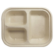 World Centric 3 Compartment Fiber Container – TR-SC-U10T-LFS, No Lid, 29 oz., 9.9" x 7.6" x 1.7" | 400/Case