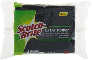 Scotch-Brite Extra Power Heavy Duty Scrub Sponges | Provides Extra Tough Scouring Power for Heavy Duty Cleaning - 4 Scrub Sponges
