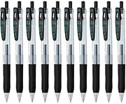 Zebra Technologies Zebra Sarasa Clip 0.4 Retractable Gel Ink Pen, Rubber Grip, 0.4mm, Black Ink, Value Set of 10