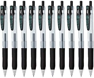 Zebra Technologies Zebra Sarasa Clip 0.4 Retractable Gel Ink Pen, Rubber Grip, 0.4mm, Black Ink, Value Set of 10