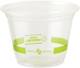 World Centric CP-CS-9Q 100% Compostable Ingeo Squat Cold Cups, 9 oz., Clear (Pack of 1000)