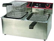 Winco Countertop Comm. Deep Fryer, Twin Well W/ Lid, 32 lbs Oil Capacity by Winco