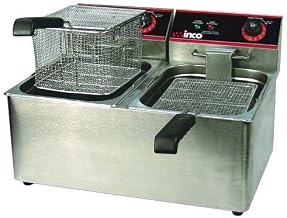 Winco Countertop Comm. Deep Fryer, Twin Well W/ Lid, 32 lbs Oil Capacity by Winco