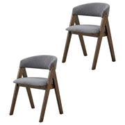 Fabric-Upholstered Side Chair with Walnut Wood Legs by Furnifact – Wood, Walnut; Gray, Pack of 2