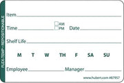 HUBERT White Flex-Temp Rotation Shelf Life Labels Green Imprint - 3"L x 2"H, 500 Per Roll