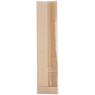 TableTop King Bagcraft Papercon 300058 3 1/4" x 2" x 15" Dubl View ToGo! Kraft Window Sandwich/Baguette/Bakery Bag - 500/Case