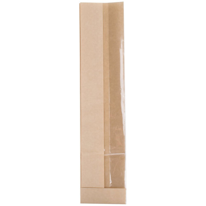 TableTop King Bagcraft Papercon 300058 3 1/4" x 2" x 15" Dubl View ToGo! Kraft Window Sandwich/Baguette/Bakery Bag - 500/Case