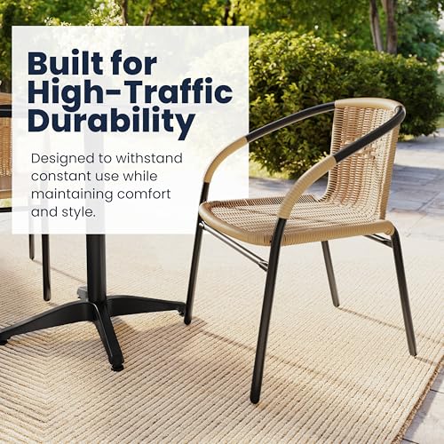 Flash Furniture Beige / Set of 2 / Modern Patio Dining Chairs