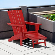 Halifax Poly Resin Adirondack Chair with Cup Holder and Pull Out Ottoman by Flash Furniture – Set of 2, Plastic: Polyethylene (HDPE), Red, Pack of 2, Model 2-LE-HMP-1045-110-RD-GG