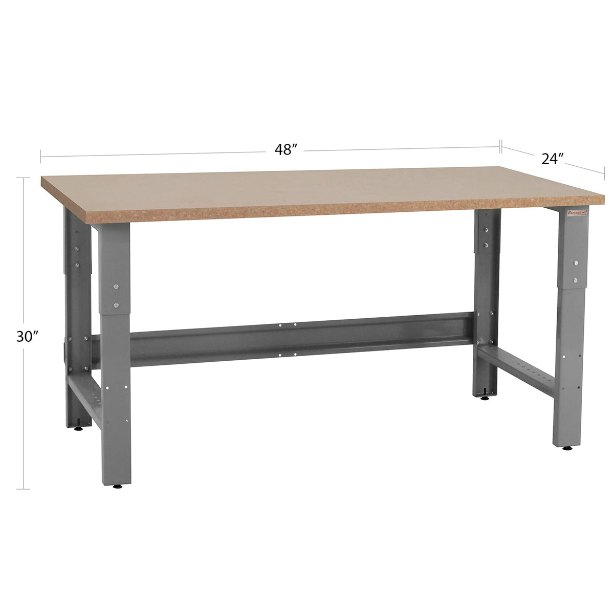 Table & Workbench: 1" Thick Shop Top by BenchPro – 24" D x 48" L, Steel, Grey,wood, Model FPB2448