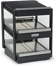 Nemco 6480-18S-B Heated Shelf Merchandiser, 18" x 19-3/4" x 21-7/8", Slanted Shelves & Black Exterior