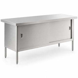 30" x 72" Stainless Steel Enclosed Base Work Table by Glownary – Steel, Silver, Model 522ebtkd3072d