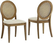 Brown 2-Piece Cane-Back Dining Chair Set with Upholstered Seats by Furnifact – Rubberwood 85.00%,Paper Rattan 5.00%,Foam 5.00%,Fabric 5.00%, Brown, Pack of 2