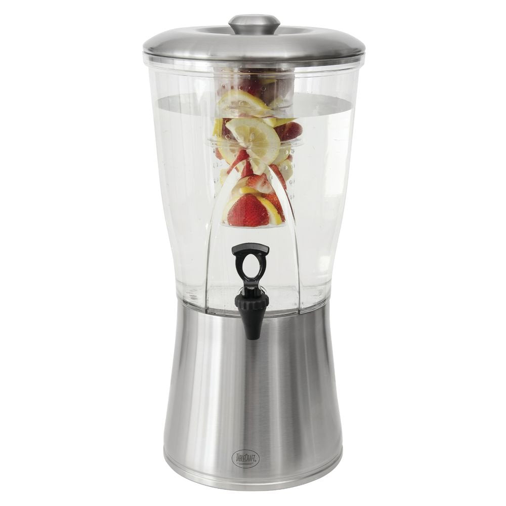 Silhouette 3.5 gal Tritan and Stainless Beverage Dispenser by Tablecraft – 3.5 gallons, Silver, Model 727875196057