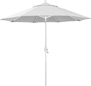 California Umbrella 5-Year-Non-Fading, 9Ft Premium Patio Umbrella, Hand-Crank, Button-Tilt, White Frame, Solution Dyed White Fabric